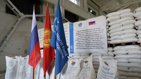 Более 1,2 тыс тонн муки передала Россия Кыргызстану в рамках ВПП ООН — видео - Sputnik Кыргызстан