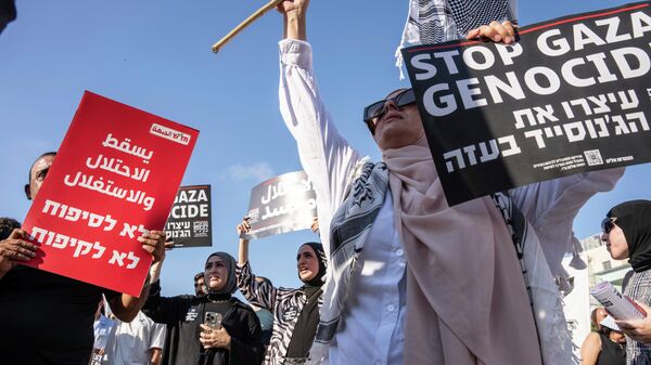Тель-Авивде Газадагы геноцидге каршы нааразылык акциясы - Sputnik Кыргызстан