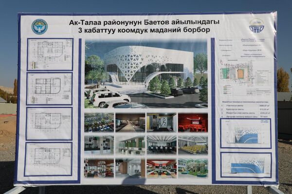 Камчыбек Ташиев Нарын облусунун Ак-Талаа районунун Баетов айылындагы 3 кабаттуу коомдук маданий борбордун курулушуна капсула салды - Sputnik Кыргызстан