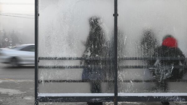 Люди на остановке с утра во время заморозок - Sputnik Кыргызстан