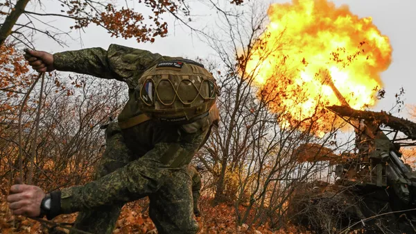 Боевая работа самоходной пушки 2С7 Пион группировки Запад - Sputnik Кыргызстан