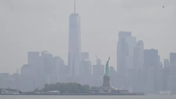 Статуя Свободы стоит на фоне туманного горизонта Нью-Йорка. Архивное фото - Sputnik Кыргызстан