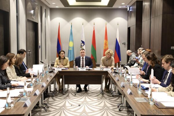 Евразиялык экономикалык комиссиянын өнөр жай жана агроөнөр жай комплекси боюнча министри Гоар Барсегян ЕАЭБ алкагында агроөнөр жай комплекси жана өнөр жайды өнүктүрүү боюнча маалымат жыйын өткөрдү - Sputnik Кыргызстан