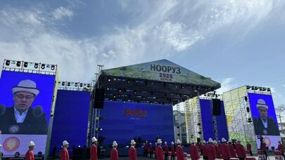 Празднование Нооруза на центральной площади в Нарыне