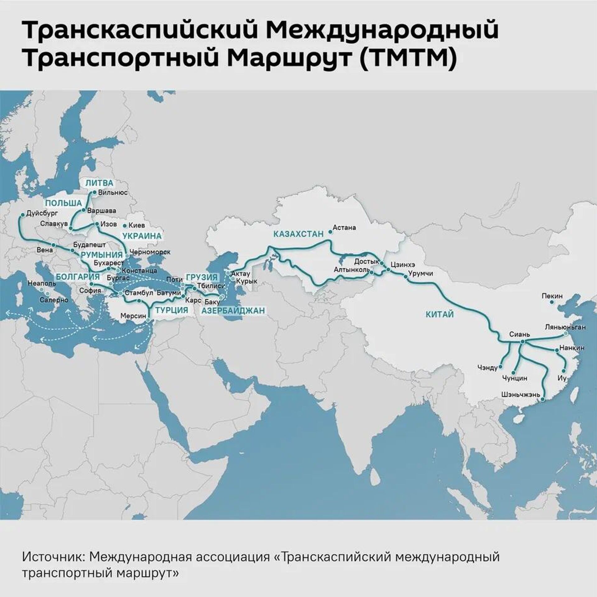 Транскаспийский международный транспортный маршрут - Sputnik Кыргызстан, 1920, 26.03.2026