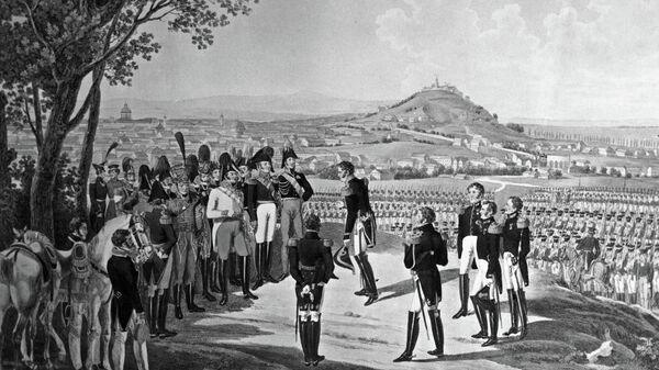 1814-жылы 30-мартта орус армиясы башында турган антинаполеондук коалициянын союздаш аскерлери Парижге киргенин баяндаган сүрөт - Sputnik Кыргызстан