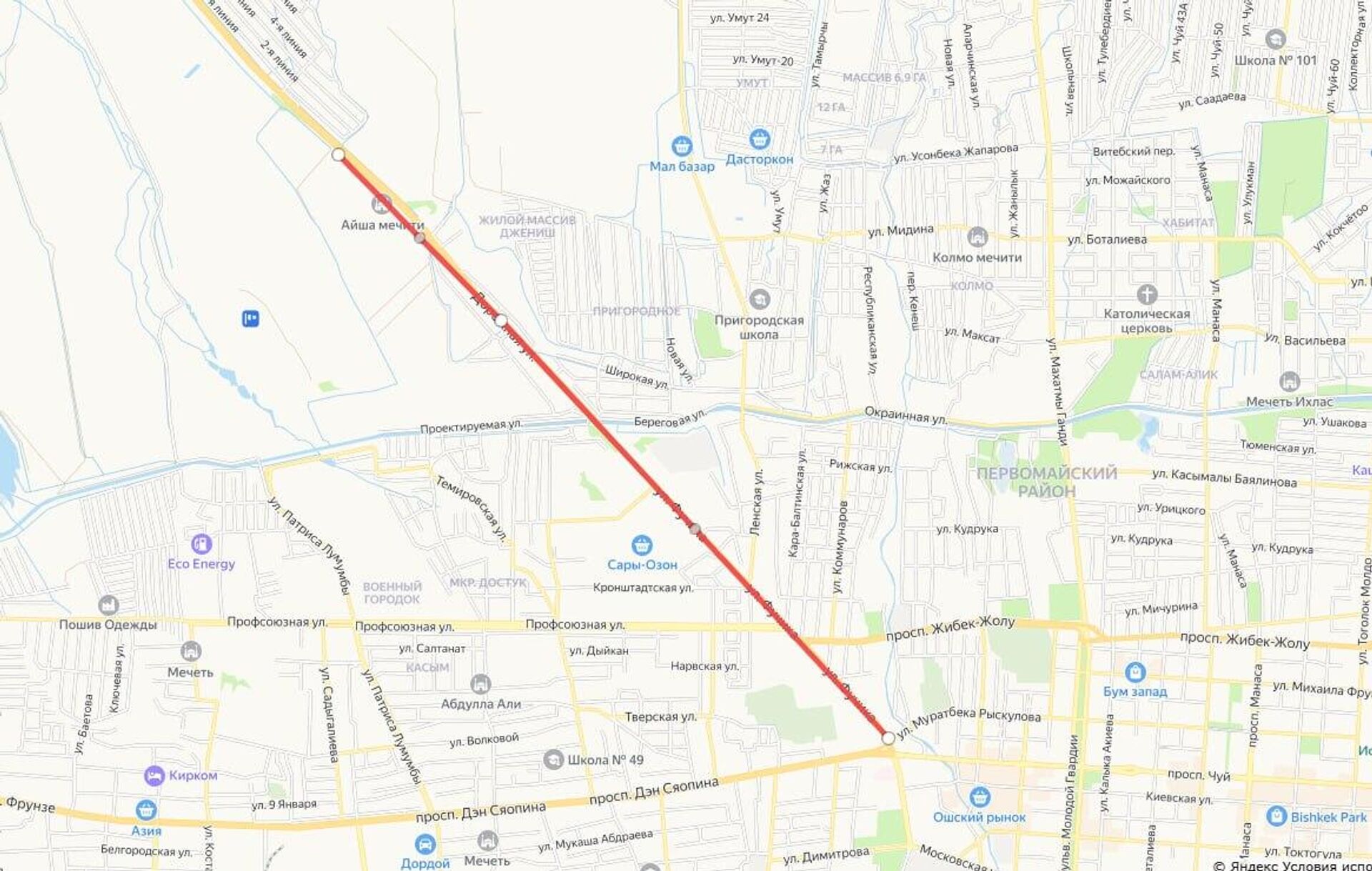 Карта трассы Бишкек — аэропорт Манас - Sputnik Кыргызстан, 1920, 03.04.2026