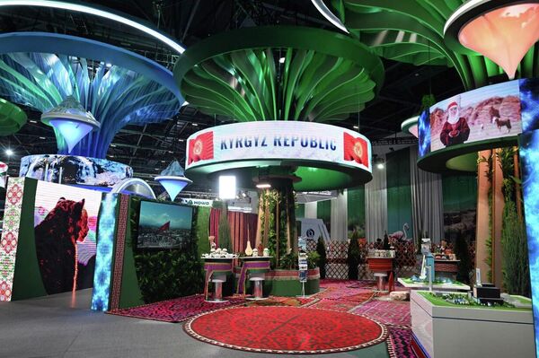 В кыргызском павильоне выставлена продукция отечественных компаний, производящих солнечные панели, удобрения, зарядные устройства для электромобилей и многое другое - Sputnik Кыргызстан
