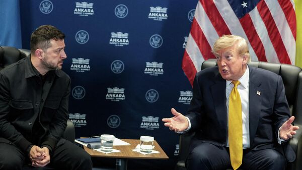 Встреча президента США Дональда Трампа с Владимиром Зеленским  - Sputnik Кыргызстан