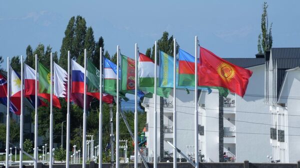 Флаги стран — участниц этапа ЧМ по водным гонкам - Sputnik Кыргызстан