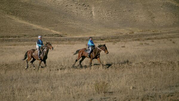Дети верхом на лошадях. Архивное фото - Sputnik Кыргызстан