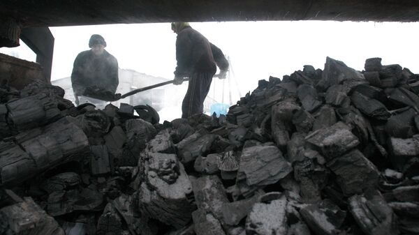 Мужчина разгружает уголь. Архивное фото - Sputnik Кыргызстан