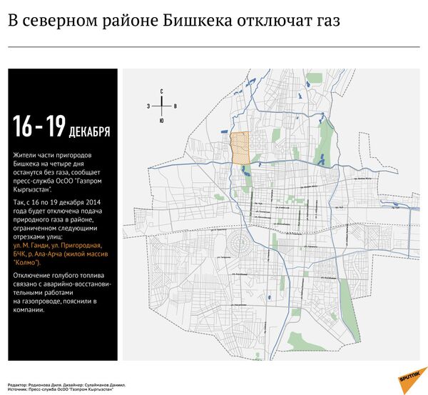 В северном районе Бишкека отключат газ - Sputnik Кыргызстан