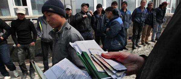 Миграциялык көзөмөл кызматкери документтерди текшерүү убагында. Архив - Sputnik Кыргызстан