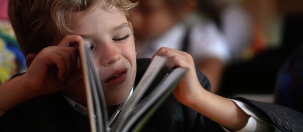 Первоклассник на первом уроке. Архивное фото - Sputnik Кыргызстан