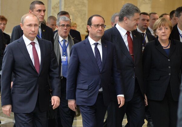 Переговоры лидеров России, Германии, Франции и Украины в Минске. Архивное фото - Sputnik Кыргызстан