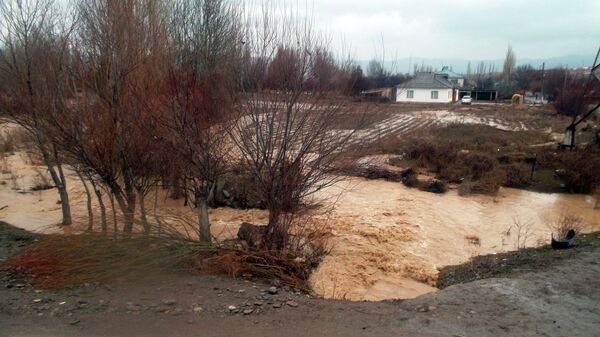Последствия подтопления домовладений из-за разлива реки в Таласской области - Sputnik Кыргызстан