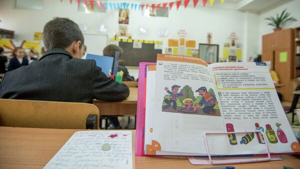 Школьник на уроке. Архивное фото - Sputnik Кыргызстан