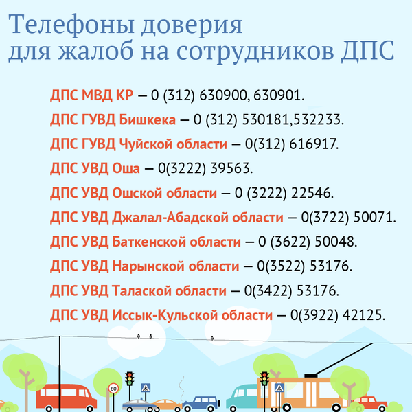 ДПС распространила телефоны доверия для жалоб на сотрудников службы - Sputnik Кыргызстан