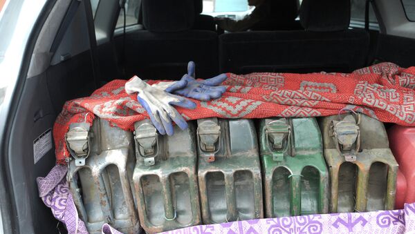 Канистры с бензином в багажнике автомобиля. Архивное фото - Sputnik Кыргызстан