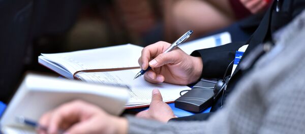 Журналисты во время пресс-конференции. Архивное фото - Sputnik Кыргызстан