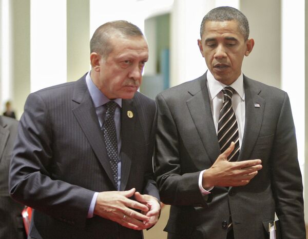 АКШ лидери Барак Обама жана Түркиянын президенти Режеп Тайип Эрдоган. Архив - Sputnik Кыргызстан