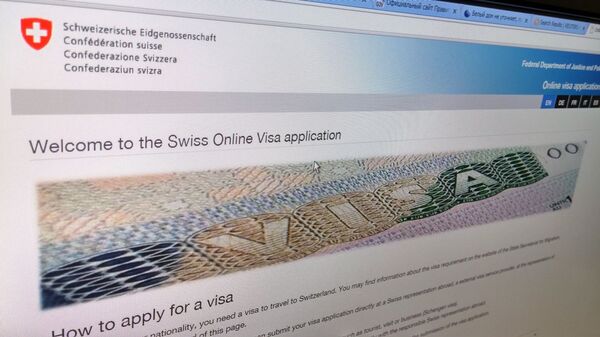 Страница сайта www.swiss-visa.ch, где можно подать заявку на шенген по интернету. Архивное фото - Sputnik Кыргызстан