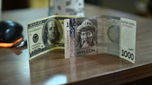 Национальная и долларовая купюра. Архивное фото - Sputnik Кыргызстан