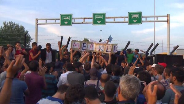 Беженцы стучали в стену на границе Венгрии и кричали: Меркель, спаси нас! - Sputnik Кыргызстан