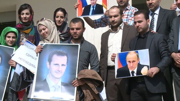 Спутник_&quot;Спасибо, Россия!&quot; - сирийцы в разных странах поблагодарили РФ за борьбу с ИГ - Sputnik Кыргызстан