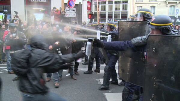 Полиция слезоточивым газом разогнала митингующих в защиту экологии в Париже - Sputnik Кыргызстан
