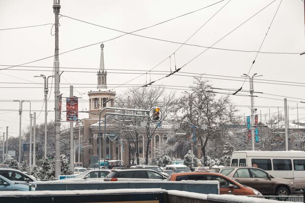 Красный свет светофора в такую погоду кажется горячим - Sputnik Кыргызстан