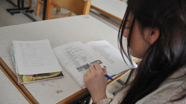 Ученица на уроке русского языка. Архивное фото - Sputnik Кыргызстан