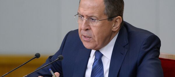 Министр иностранных дел России Сергей Лавров на пресс-конференции в Москве по итогам 2015 года. - Sputnik Кыргызстан