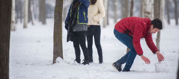 Парень лепит снежки в парке. Архивное фото - Sputnik Кыргызстан