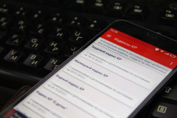 Мобильное приложение с кодексами Кыргызской Республики. Архивное фото - Sputnik Кыргызстан