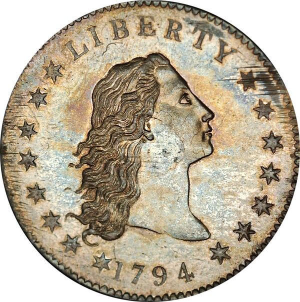 Серебряный доллар 1794 года под названием Flowing Hair — Вьющиеся волосы. Архивное фото - Sputnik Кыргызстан