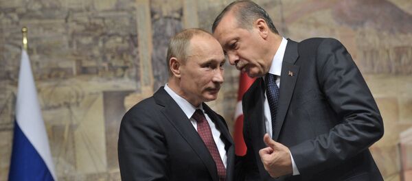Түркиянын президенти Режеп Тайип Эрдоган Россиянын өлкө башчысы Владимир Путин менен. Архив - Sputnik Кыргызстан