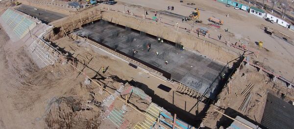 Ысык-Көлдөгү ат майдандын курулушунун асмандан көрүнү. Архив - Sputnik Кыргызстан