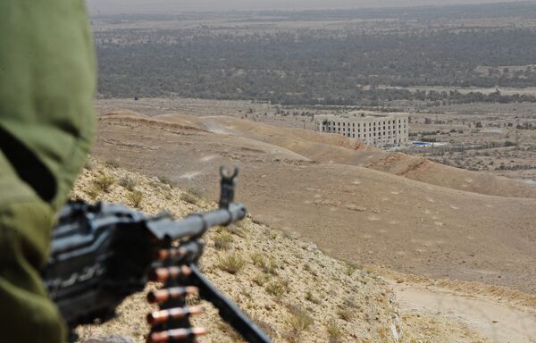 Боец сирийской армии на господствующей высоте около Пальмиры. Архивное фото - Sputnik Кыргызстан