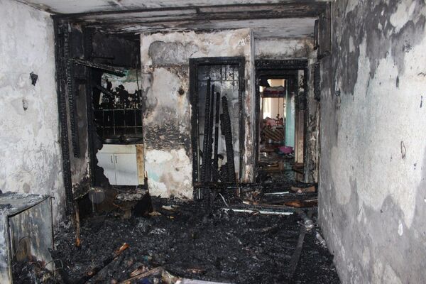Комната в общежитии университета имени Арабаева, где произошел пожар. - Sputnik Кыргызстан