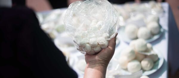 Национальный фестиваль курута в КТУ Манас в городе Бишкек Национальный фестиваль курута в КТУ Манас в городе Бишкек - Sputnik Кыргызстан