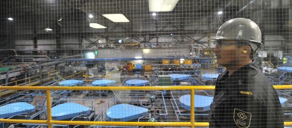 Архивное фото сотрудника на заводе по обогащению золотоносной руды добываемой на руднике Кумтор, - Sputnik Кыргызстан