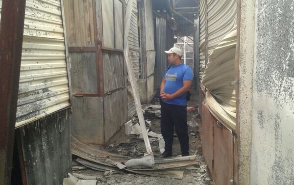 Последствия пожара на рынке Жаркынай в Базар-Коргонском районе - Sputnik Кыргызстан