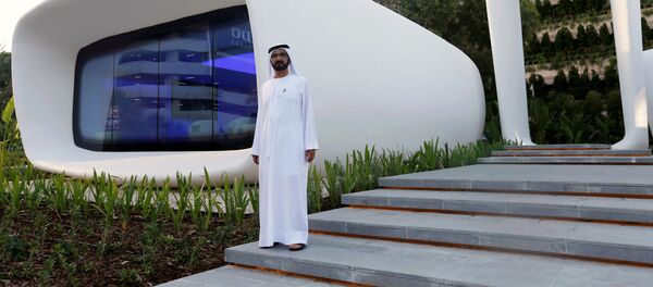 Шейх Мохаммед ибн Рашид Аль на церемонии открытия первого в мире здания, напечатанного на 3D-принтере - Sputnik Кыргызстан