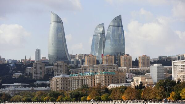 Вид на архитектурный комплекс Башни Пламени в Баку. Архивное фото - Sputnik Кыргызстан