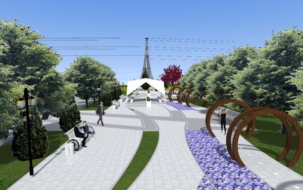 По эскизному проекту Бишкекглавархитектуры (БГА), в сквере планируется установить фонтаны, скамейки, посадить деревья и цветники для отдыха горожан. - Sputnik Кыргызстан