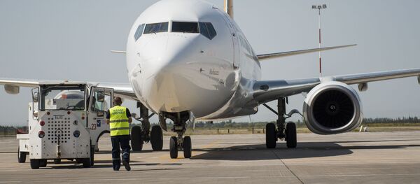 Эл аралык Манас аэропортунун кызматкери. Архив - Sputnik Кыргызстан