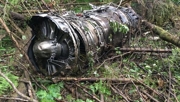 Двигатель истребителя Су-27, потерпевшего крушение в Пушкинском районе Подмосковья. - Sputnik Кыргызстан