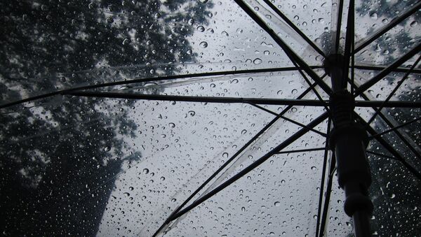 Открытый зонт под дождем. Архивное фото - Sputnik Кыргызстан